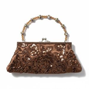 Vintage Embellished Bronze Sequin Evening Clutch